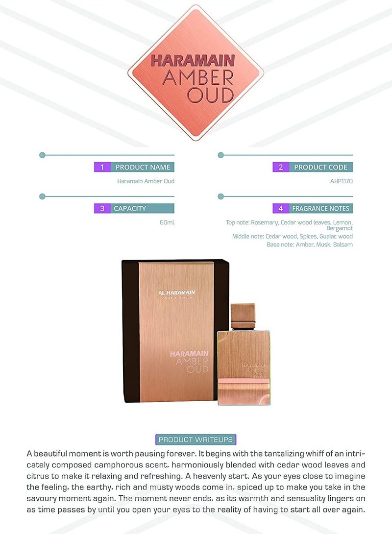 Al Haramain Amber Oud Spray 60ml, 2.02 .oz, Unisex Spray Perfume - Eau de Parfum - Image 3